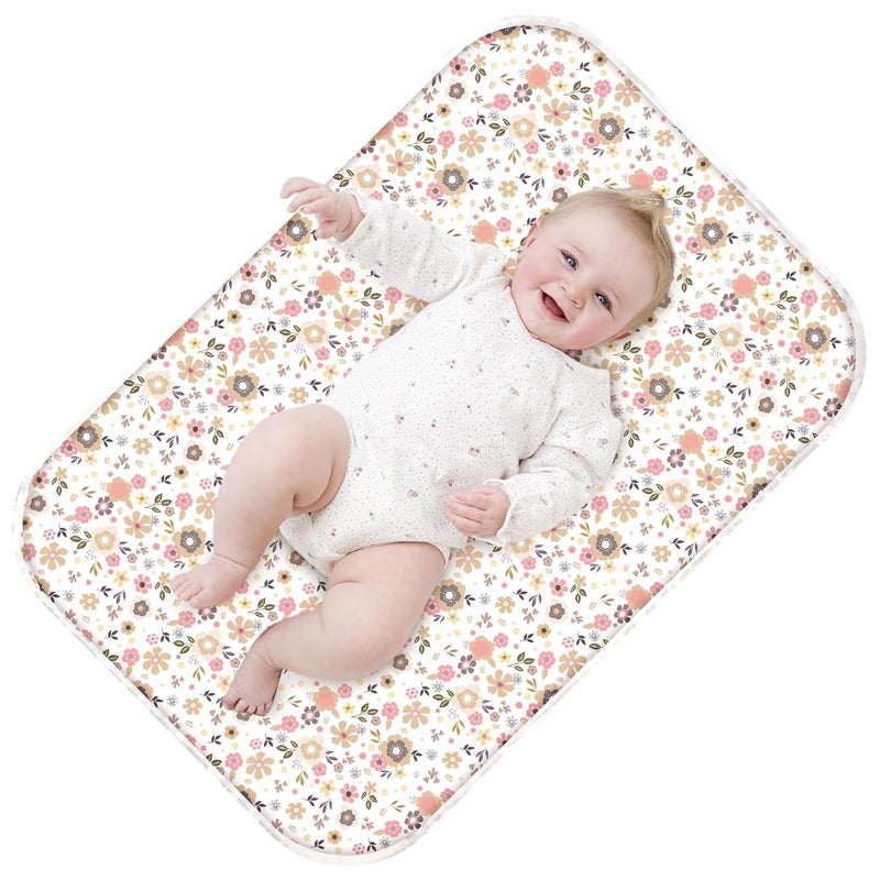 Coinarin Baby Diaper Changing Pad – 31.5" x 21.5" Extra Large Waterproof Absorbent Portable Changing Mat, Reusable Changing Pad Liner for Travel or at Home Use(Floral2) - Image 1